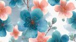 水彩風(fēng)藍粉花朵無縫圖案