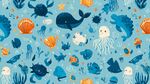 海洋動物可愛無縫圖案