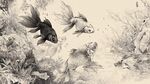 水墨風(fēng)金魚水中嬉戲圖