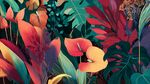 熱帶多彩植物夢(mèng)幻插畫