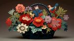 刺繡花籃 花鳥交織的藝術(shù)美