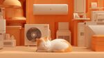 橘白貓咪安臥家電之間