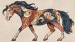 奇幻花紋駿馬插畫藝術
