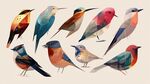 多彩幾何風(fēng)格鳥(niǎo)類(lèi)插畫(huà)集