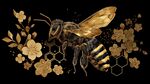 金色蜜蜂與花卉夢(mèng)幻插畫(huà)