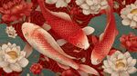 錦鯉戲荷圖