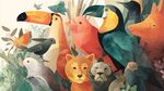 叢林中多彩動物齊聚