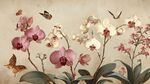 復(fù)古風(fēng)蘭花蝴蝶裝飾畫