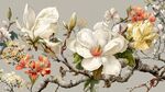 復古風玉蘭花枝插畫