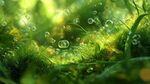 青草間晶瑩水珠的夢幻景致