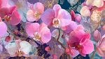 夢幻粉色蘭花花卉圖景