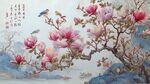 玉蘭花枝上的靈動(dòng)鳥兒