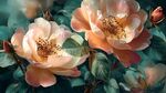 柔美雙色月季花綻放圖