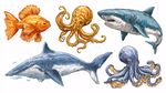 海洋生物水彩插畫(huà)集合