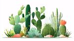 可愛(ài)仙人掌植物插畫(huà)集合