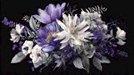 紫白花卉組合靜物插畫