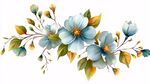 藍色花卉枝葉插畫