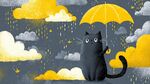黑貓撐傘于雨云之下
