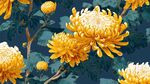 金黃菊花綠葉精美圖案