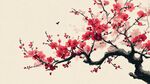 紅梅枝頭俏 飛鳥相伴