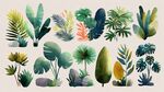 熱帶植物水彩插畫集合