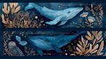 夢幻海洋生物插畫