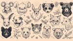 手繪動物頭像集合
