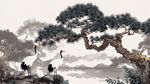 松鶴圖中式山水意境美
