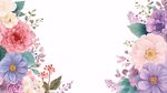 夢幻花卉邊框裝飾圖案