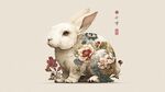 花飾白兔插畫 獨特又精美