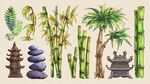 中式園林元素手繪插畫