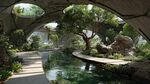 夢(mèng)幻混凝土園林水景空間