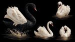 黑白天鵝優(yōu)雅姿態(tài)展示