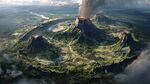 空中俯瞰壯觀的火山景觀