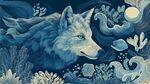 月夜下的孤狼與奇幻海洋