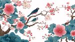 枝頭雙鳥棲 繁花添春意