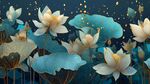 夢(mèng)幻藍(lán)調(diào)荷花綻放之景