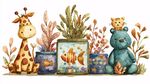 動物與水族箱的溫馨場景