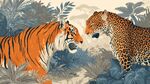 虎豹對峙于叢林間
