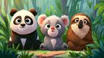 森林中的可愛動物三伙伴