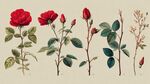 復(fù)古風(fēng)紅色玫瑰植物插畫
