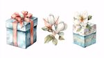 水彩風(fēng)禮物與花卉組合