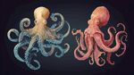 兩只色彩斑斕的可愛章魚