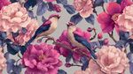 花鳥相依的唯美花卉圖案