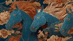 三駿圖 奇幻國風(fēng)馬與花卉