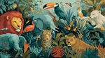 繽紛叢林中的野生動物聚會