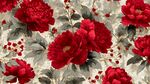 紅色牡丹花卉圖案背景