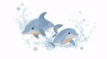 兩只海豚躍出水面插畫(huà)