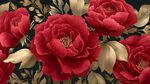 紅牡丹花卉復(fù)古風(fēng)圖案