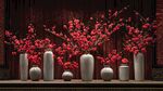 中式花瓶插紅梅雅致景致